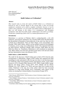 Kulli Culture Or Civilization?