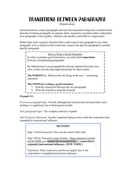 Effective Transitions Between Paragraphs