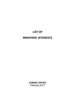 List of Ministers' Interests