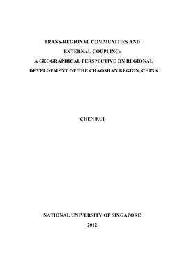 Trans-Regional Communities and External Coupling: a Geographical Perspective on Regional Development of the Chaoshan Region, China