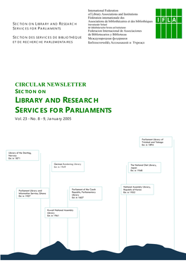 LIBRARY and RESEARCH SERVICES for PARLIAMENTS Vol