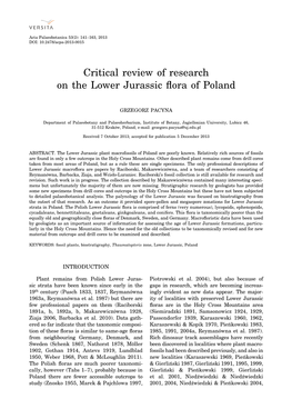 Critical Review of Research on the Lower Jurassic Flora of Poland