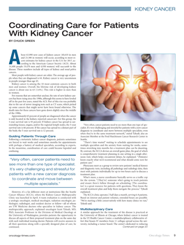 Coordinating Care for Patients with Kidney Cancer by Chuck Green