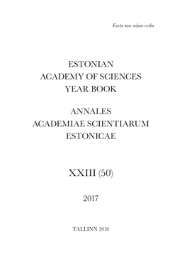 Estonian Academy of Sciences Yearbook 2017 XXIII (50)