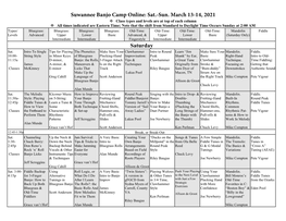 2021 Schedule for Suwannee Banjo Camp Online