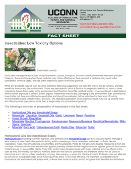 Insecticides: Low Toxicity Options