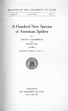 A Hundred New Species of American Spiders