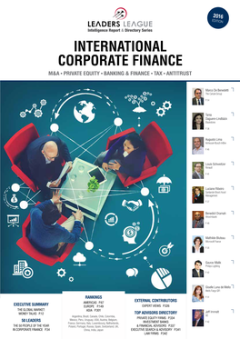 International Corporate Finance M&A • Private Equity • Banking & Finance • Tax • Antitrust