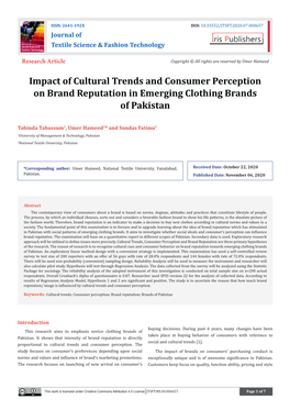 Impact of Cultural Trends and Consumer Perception on Brand Reputation in Emerging Clothing Brands of Pakistan