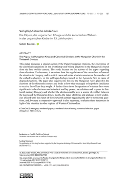 This Paper Discusses a Special Aspect of the Papal-Hungarian Relations