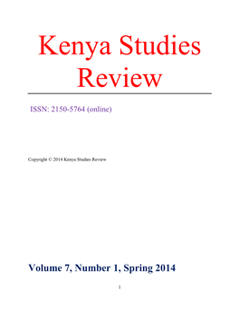 Kenya Studies Review, Volume 7, Number 1, Gender, Neocolonialism