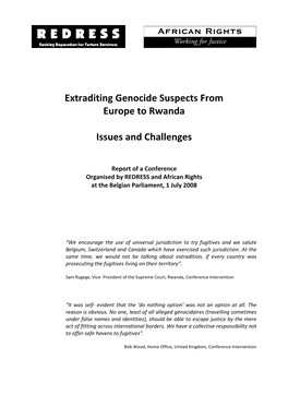 Extraditing Genocide Suspects from Europe to Rwanda Issues And