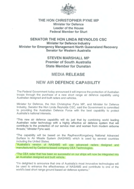 Media Release New Air Defence Capability