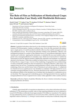 The Role of Flies As Pollinators of Horticultural Crops: an Australian Case Study with Worldwide Relevance