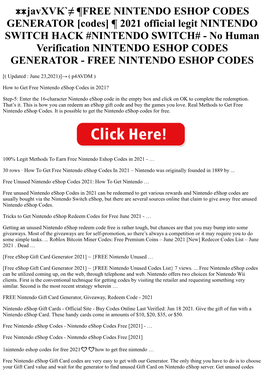 ᕯjavxvk`≠ ¶FREE NINTENDO ESHOP CODES GENERATOR