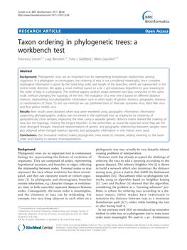 Taxon Ordering in Phylogenetic Trees: a Workbench Test Francesco Cerutti1,2, Luigi Bertolotti1,2, Tony L Goldberg3, Mario Giacobini1,2*