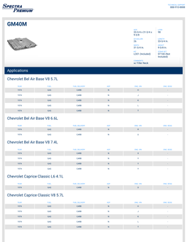 Applications Chevrolet Bel Air Base V8 5.7L