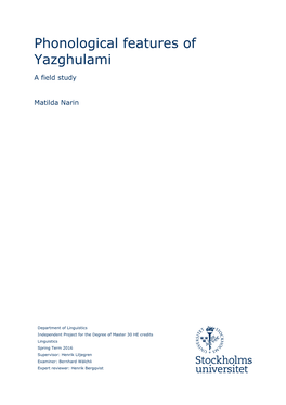 Phonological Features of Yazghulami