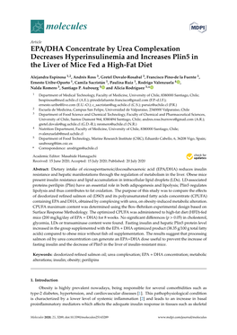 EPA/DHA Concentrate by Urea Complexation Decreases Hyperinsulinemia and Increases Plin5 in the Liver of Mice Fed a High-Fat Diet