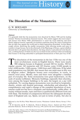 The Dissolution of the Monasteries