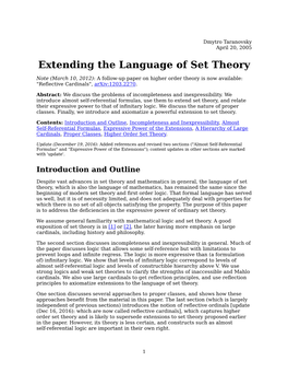 Extending the Language of Set Theory
