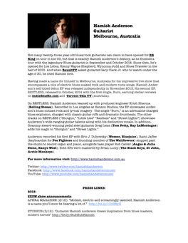 Hamish Anderson Guitarist Melbourne, Australia