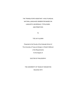 University of Texas at Arlington Dissertation Template