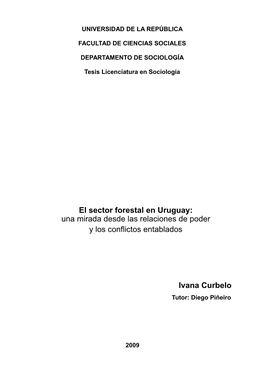 El Sector Forestal En Uruguay: Una Mirada Desde Las Relaciones De Poder Y Los Conflictos Entablados