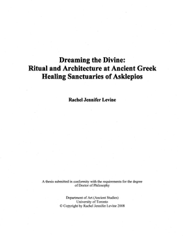 Ritual and Architecture at Ancient Greek Healing Sanctuaries of Asklepios