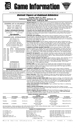 04-17-2011 Tigers Game Notes