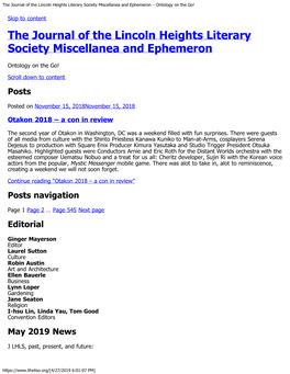 The Journal of the Lincoln Heights Literary Society Miscellanea and Ephemeron – Ontology on the Go!