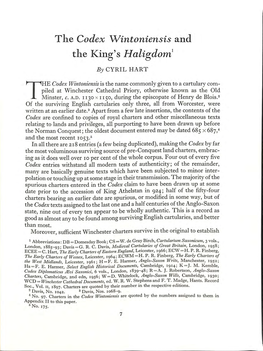 'The Codex Wintoniensis and the King's Haligdom'
