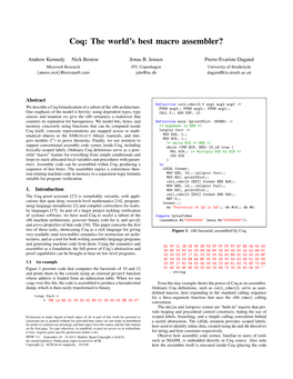 Coq: the World's Best Macro Assembler?