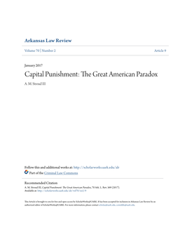 Capital Punishment: the Great American Paradox A