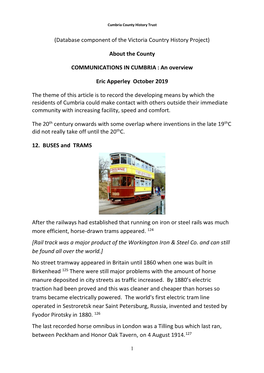 About the County COMMUNICATIONS in CUMBRIA