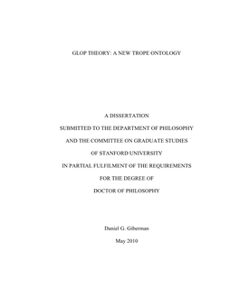 Glop Theory: a New Trope Ontology a Dissertation