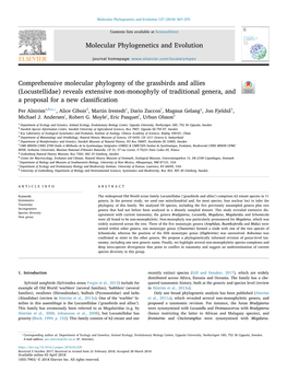 Comprehensive Molecular Phylogeny of the Grassbirds and Allies