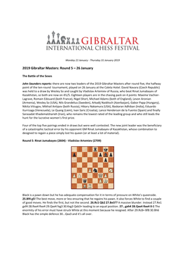 2019 Gibraltar Masters: Round 5 – 26 January