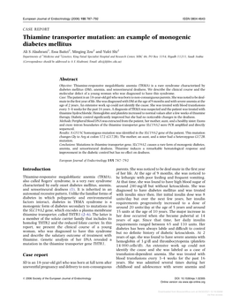 An Example of Monogenic Diabetes Mellitus