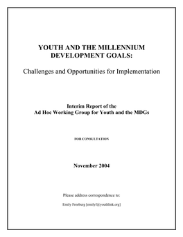 Youth and the Millennium Development Goals