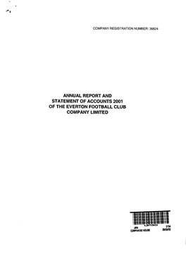 Annual Report and Statement of Accounts 2001 of the Everton Football Club Company Limited