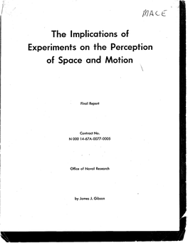 The Implications of Experiments on the Perception of Space and Motion \