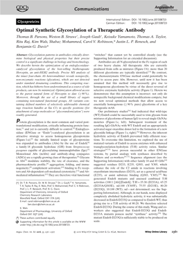 Optimal Synthetic Glycosylation of a Therapeutic Antibody