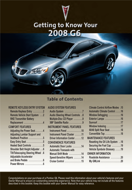 2008 Pontiac G6 Get to Know Guide