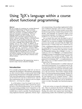 Using TEX's Language Within a Course About Functional Programming