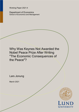 Why Was Keynes Not Awarded the Nobel Peace Prize After Writing "The Economic Consequences of the Peace"?