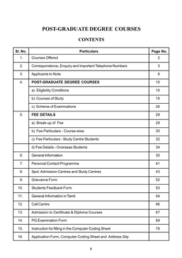 Post-Graduate Degree Courses