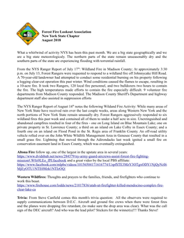 Forest Fire Lookout Association New York State Chapter August 2018