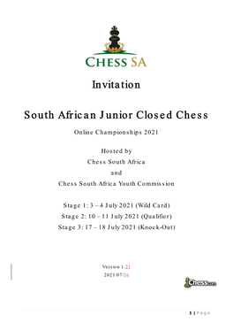 Invitation South African Junior Closed Chess
