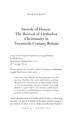 Swords of Honor: the Revival of Orthodox Christianity in Twentieth-Century Britain